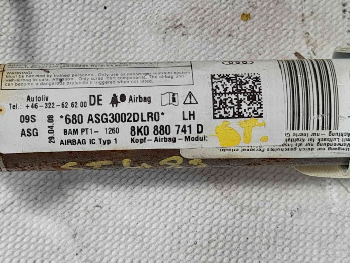 Airbag cortina stanga 8K0880741D Audi A4 (8K5, B8) [Fabr 2008-2015] 2.0 CAGB