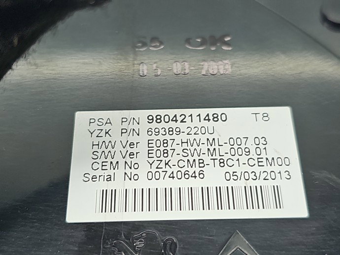 Ceas bord PEUGEOT 3008 [Fabr 2009-2016] 9804211480