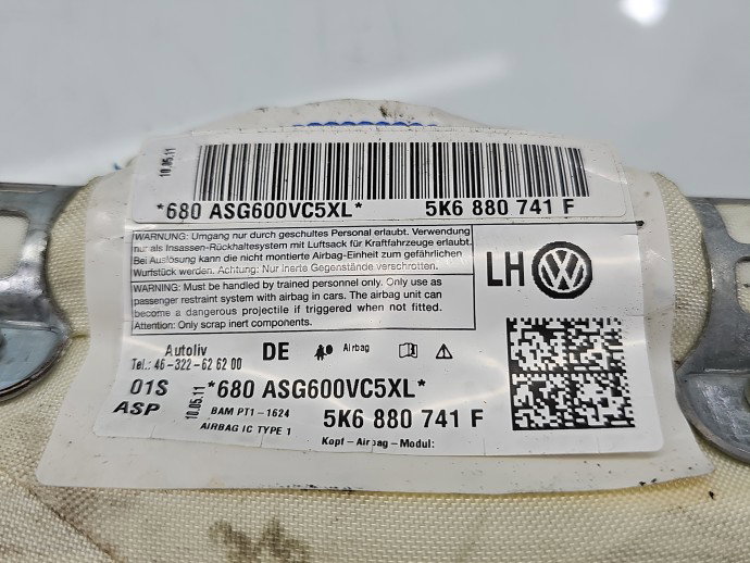 Airbag cortina stanga VW Golf 5k1 5K6880741F