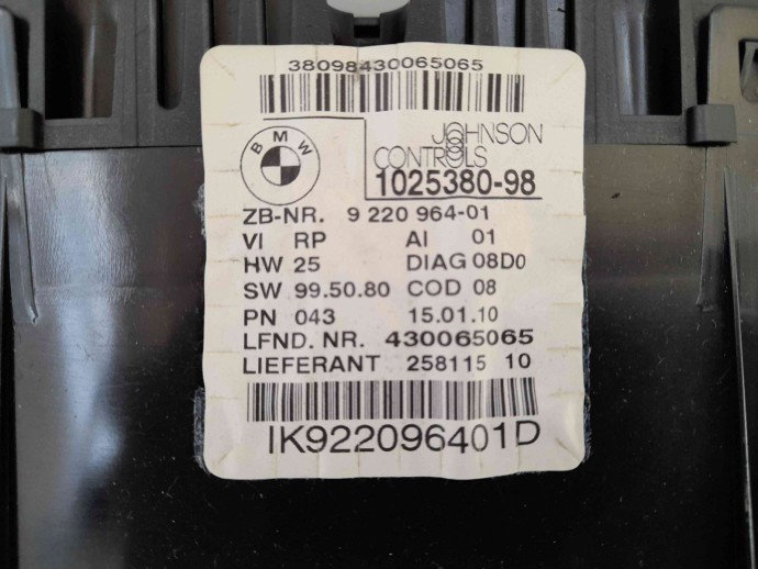 Ceas bord 9220964 Bmw 3 (E90) [Fabr 2005-2011] 2.0 N47 