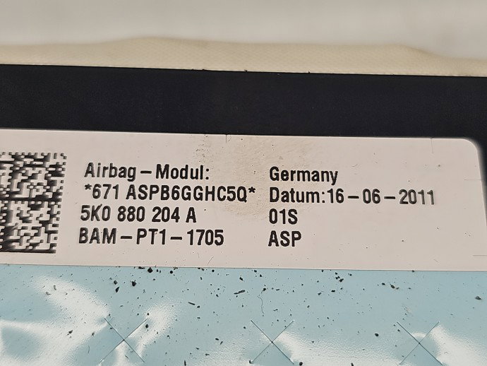 Airbag pasager Volkswagen Golf 6 (5K1) [Fabr 2009-2013] 5K0880204A