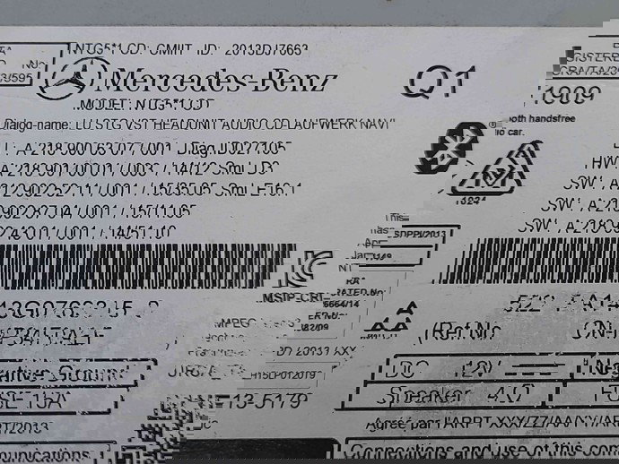 Radio CD A2189006307 MERCEDES Clasa E (W212) [Fabr 2009-2016]