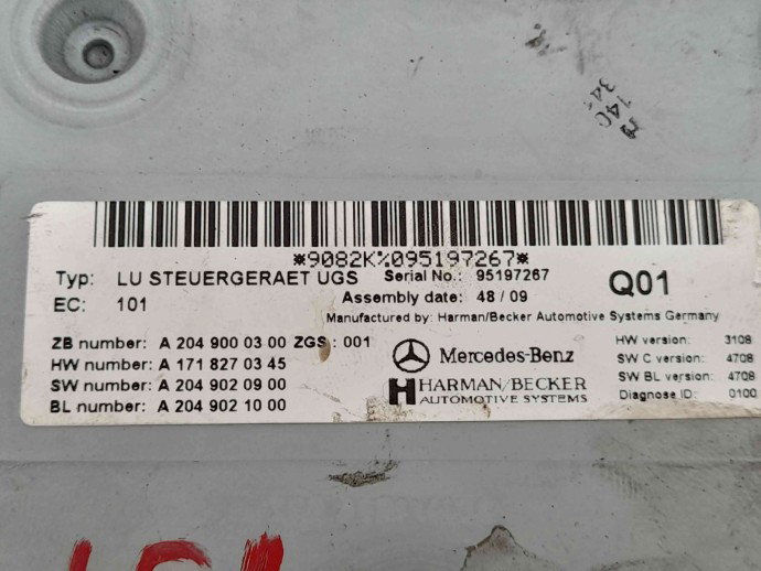 Modul multimedia A2049000300 Mercedes Clasa C (W204) [Fabr 2007-2014] D651913 D615913