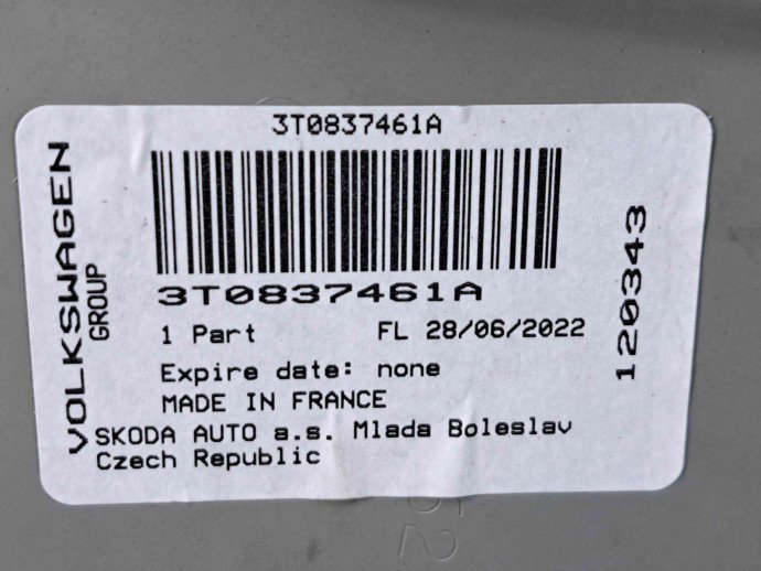 Macara electrica geam stanga fata Skoda Superb II (3T4) [Fabr 2008-2015] 3T0837461A
