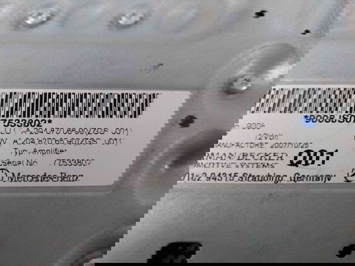 Amplificator audio Mercedes Clasa C (W204) [Fabr 2007-2014] A2048706690/ A2048706590