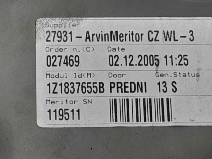 Macara electrica geam stanga fata Skoda Octavia 2 (1Z3) [Fabr 2004-2013] 1Z1837655B