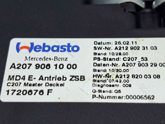 Motoras trapa Mercedes Clasa E (W207) Coupe [Fabr 2009-2012] A2079061000