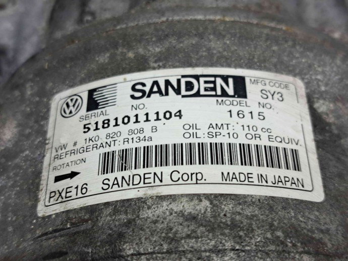 Compresor clima Skoda Superb II (3T4) [Fabr 2008-2015] 1K0820808B 2.0 TDI CFFB 103KW / 140CP  