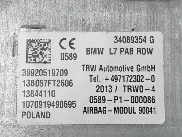Airbag pasager Bmw 3 (F30) [Fabr 2012-2017] 34089354G