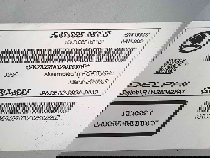 Radio CD Skoda Fabia 2 (5J, 542) [Fabr 2007-2014] 5J0035161D