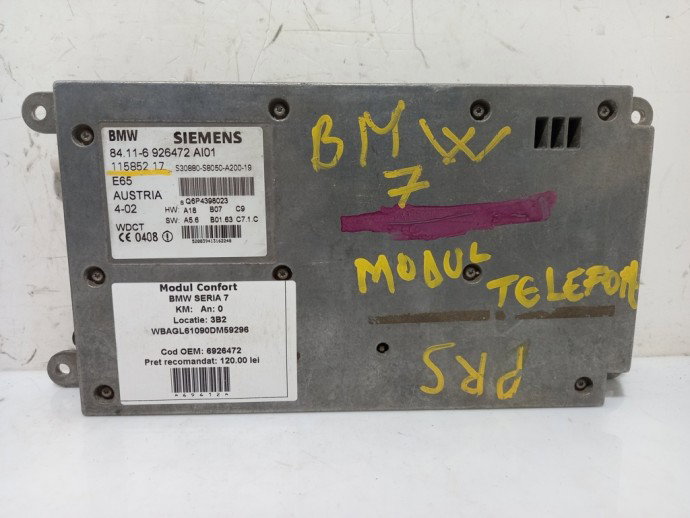 Modul telefon BMW Seria 7 E65 4.4 benz 6926472 2003-2008
