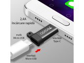 Adaptor Micro-USB la Type-C OTG Yesido GS04, plug & play, 480Mbps