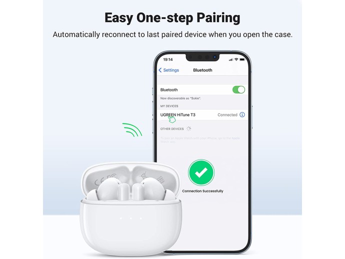 Casti Wireless s HiTune T3 - Noise-Cancelling, BT 5.2