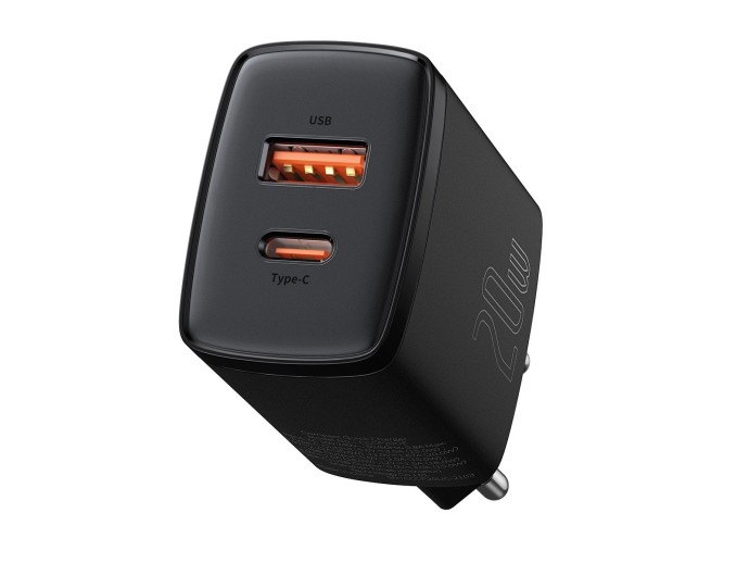 Incarcator rapid compact, USB, USB-C, 20W negru Baseus