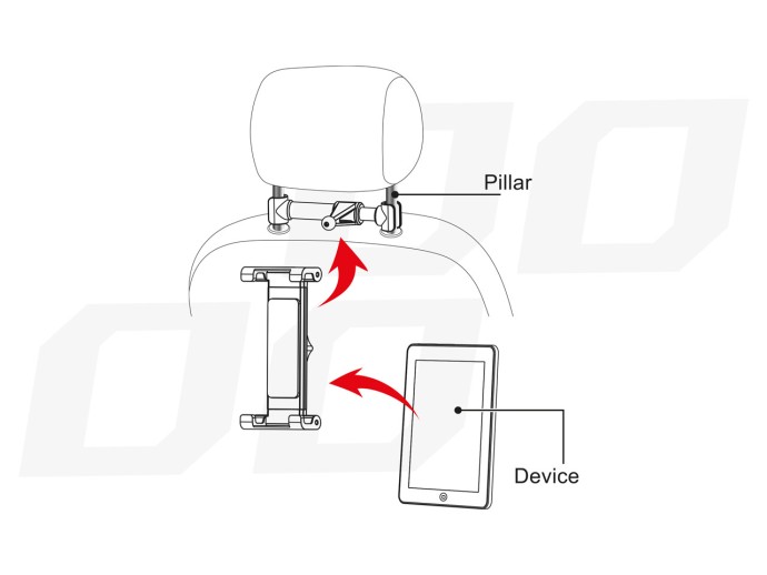 Suport auto fixare pe tetiera pentru tableta THOLD-02