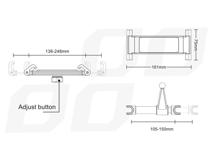 Suport auto fixare pe tetiera pentru tableta THOLD-02