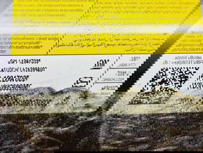  Airbag pasager Opel Astra J [Fabr 2009-2015] 12847035