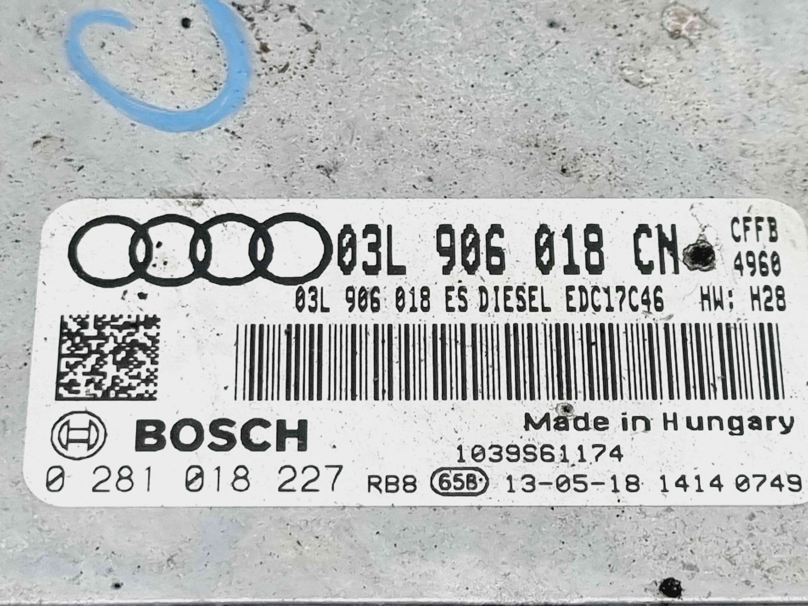 Calculator motor ECU Audi Q3 (8UB) [Fabr 2011-2018] 03L906018CN n 0281018227 2.0 TDI CFFB 103KW / 140CP 2.0 TDI CFFB 103KW / 140CP - imagine 3