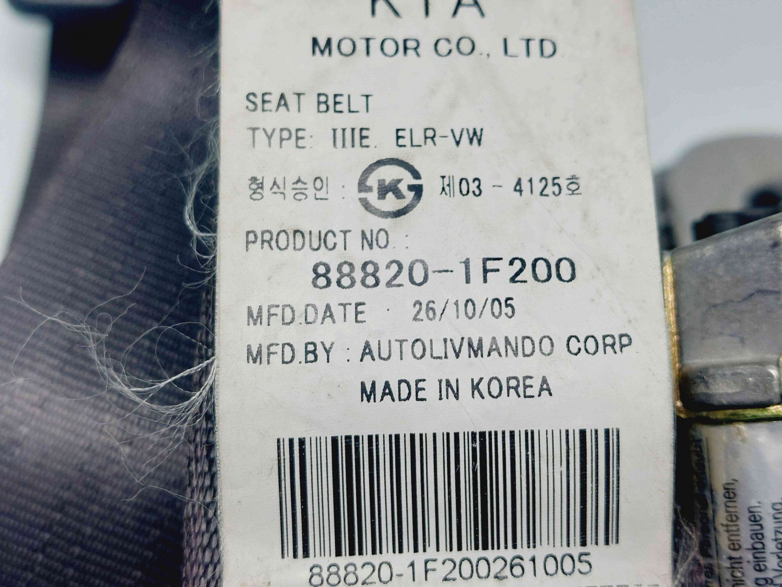 Centura dreapta fata Kia Sportage II [Fabr 2004-2010] 88820-1F200 - imagine 2