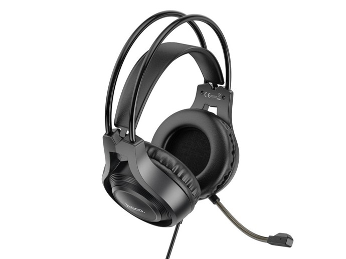 Casti gaming on-ear cu microfon Jack 3.5mm Hoco W106, negru