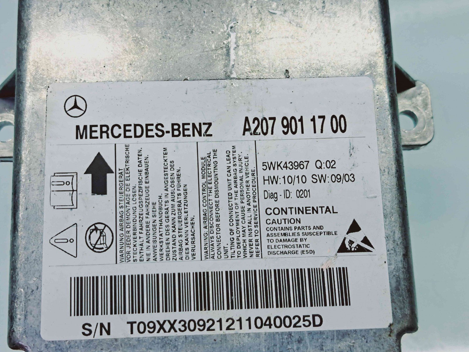 Calculator airbag Mercedes Clasa E (W207) Coupe AMG [Fabr 2009-2012] A2079011700 2.2 CDI 651911 143KW / 194CP - imagine 4