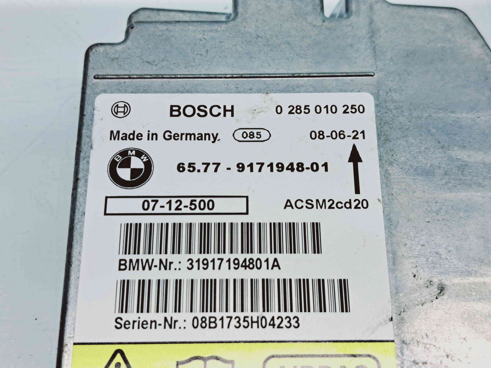 Calculator airbag Bmw X6 (E71, E72) [Fabr 2007-2014] 9171948 n 0285010250 3.0 M57 210KW / 286CP - imagine 4