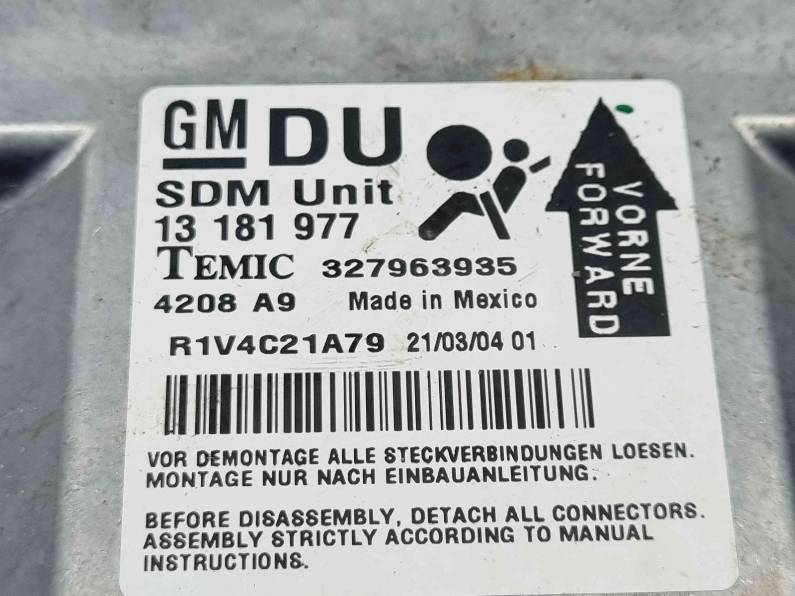 Calculator airbag Opel Astra H [Fabr 2004-2009] 13181977 1.7 TDCI Z17DTH 74KW / 100CP 1.7 TDCI Z17DTH 74KW / 100CP - imagine 2