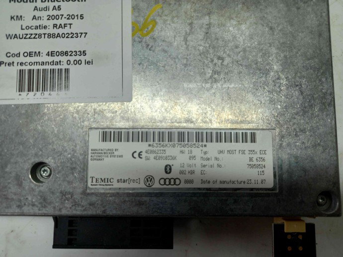 Modul bluetooth Audi A5 2.7 CAMA 4E0862335 2007-2015