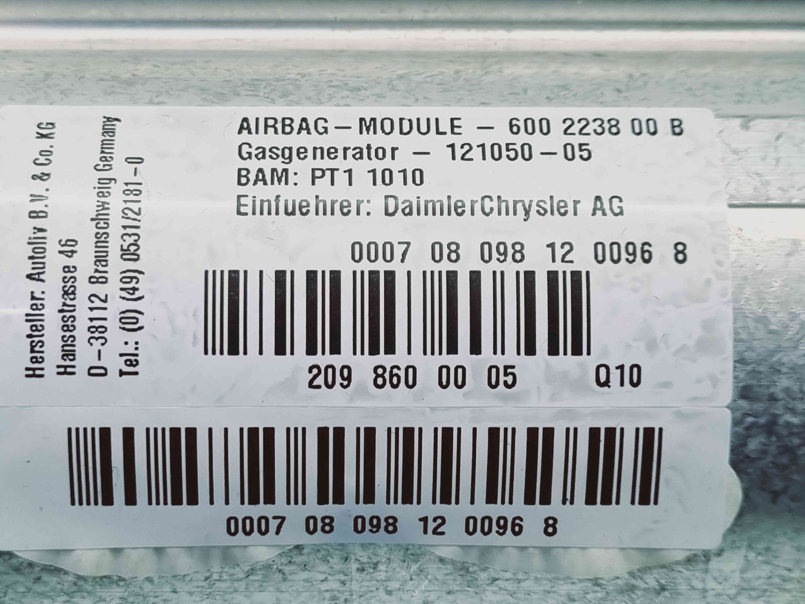 Airbag pasager Mercedes Clasa CLK (C209) [Fabr 2002-2009] 2098600005 - imagine 4