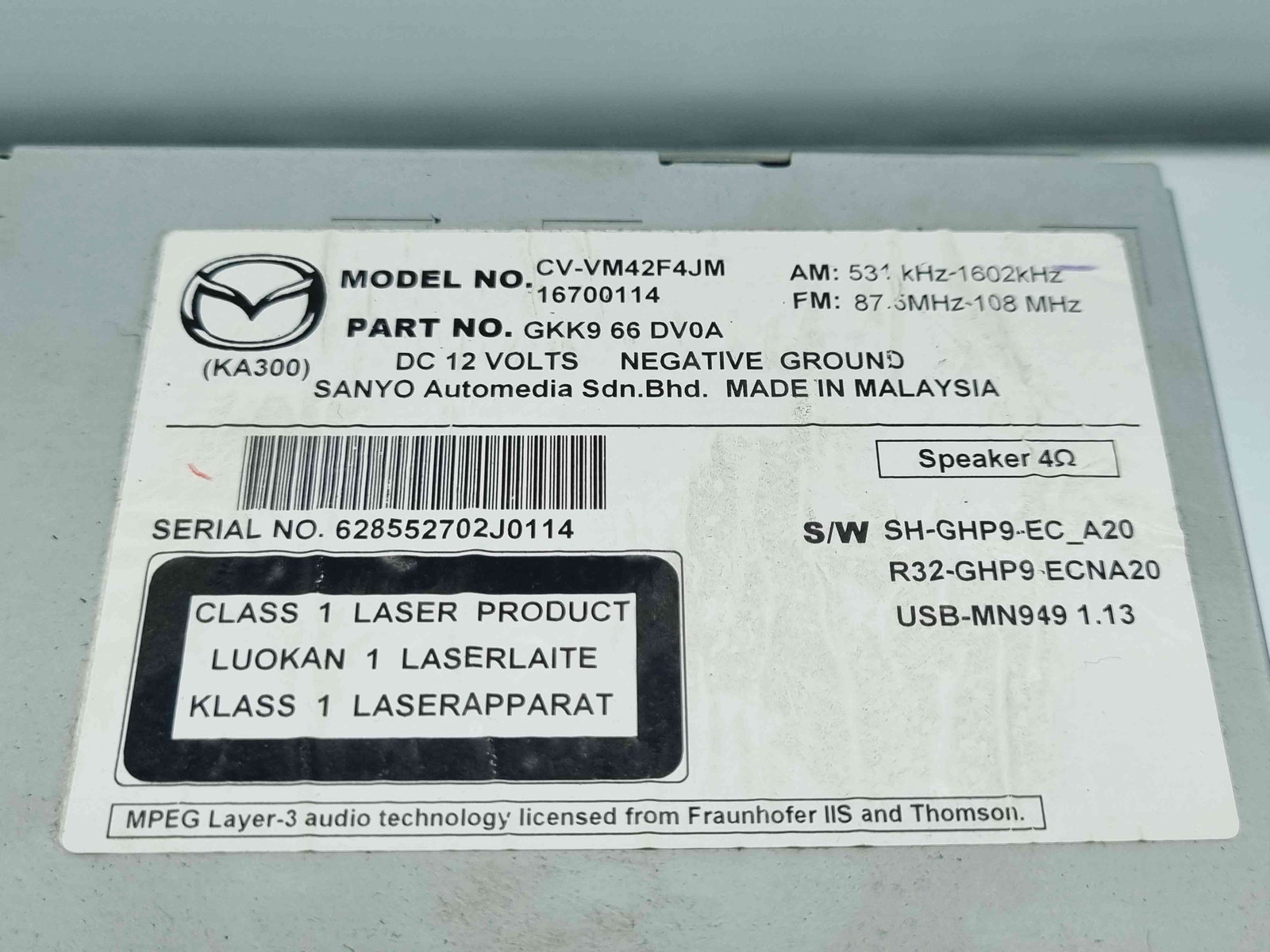 Radio CD cu navigatie MAZDA 6 (GJ1) [Fabr 2014-2021] GKK966DV0A - imagine 3