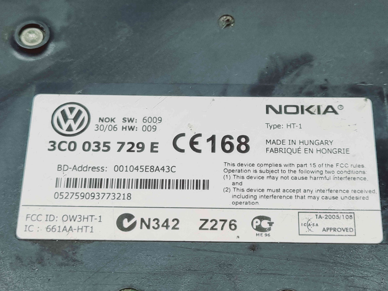 Modul bluetooth Volkswagen Passat B6 Variant (3C5) [Fabr 2005-2010] 3C0035729E - imagine 2