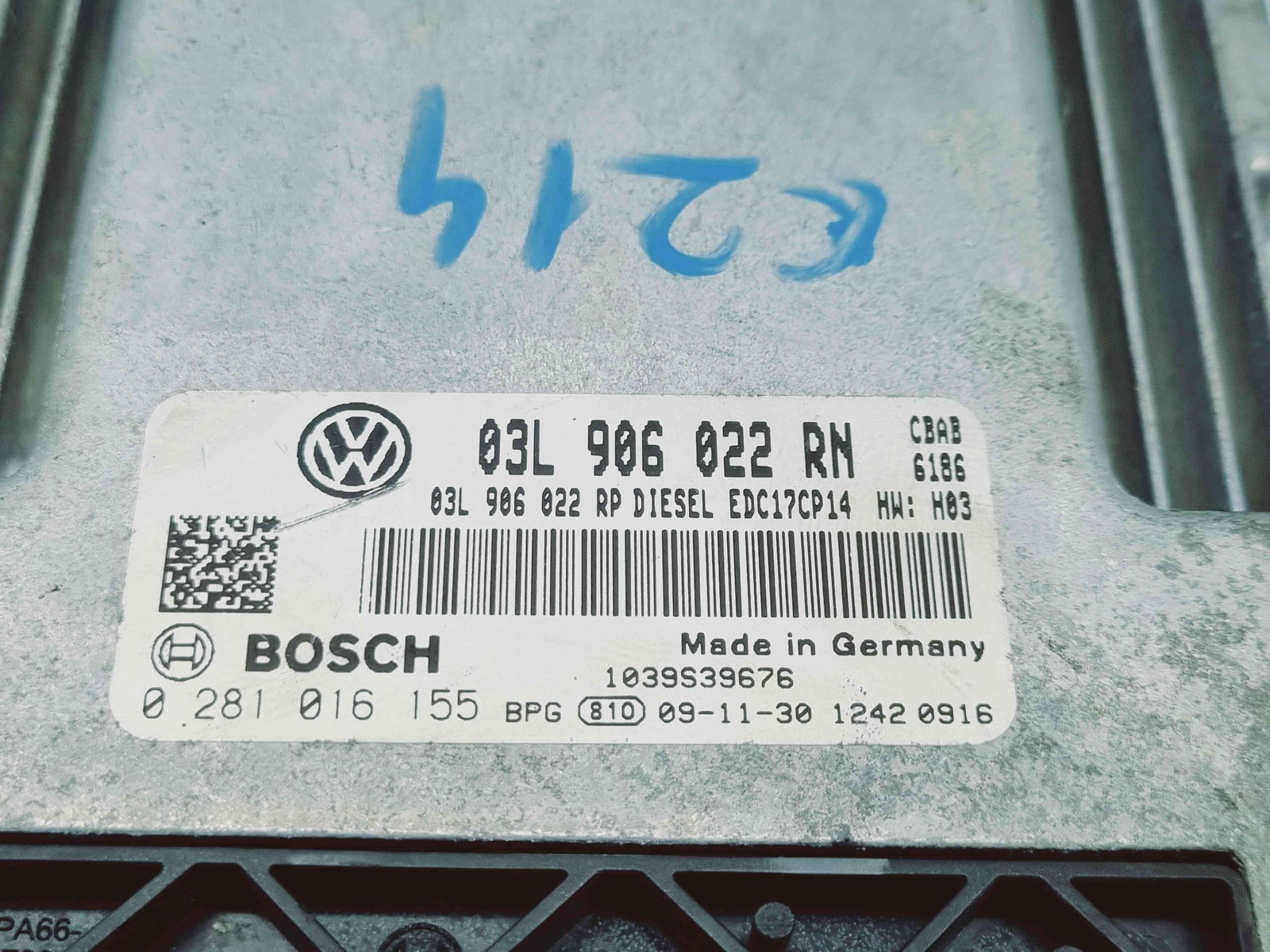 Calculator motor ECU Volkswagen Tiguan (5N) [Fabr 2007-2016] 03L906022RN n 0281016155 2.0 TDI CBAB 103KW / 140CP 2.0 TDI CBAB 103KW / 140CP - imagine 2