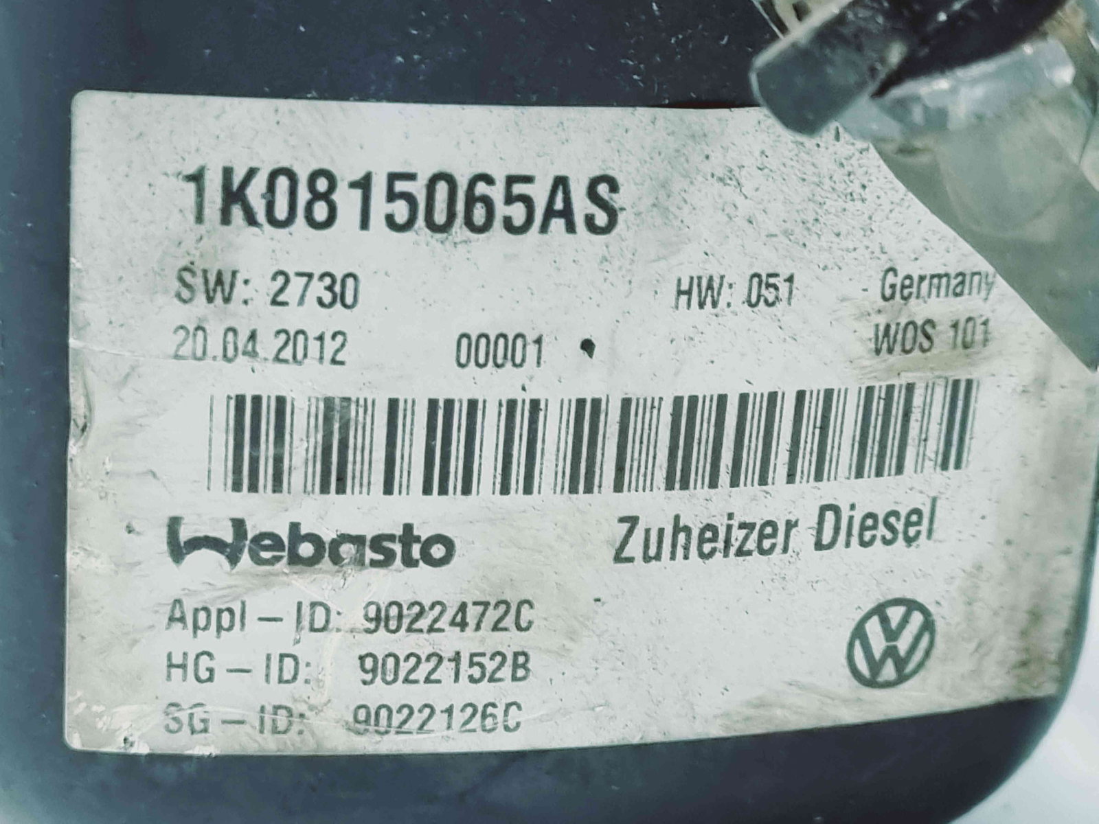 Webasto Volkswagen Golf 6 (5K1) [Fabr 2009-2013] 1K0815065AS - imagine 3