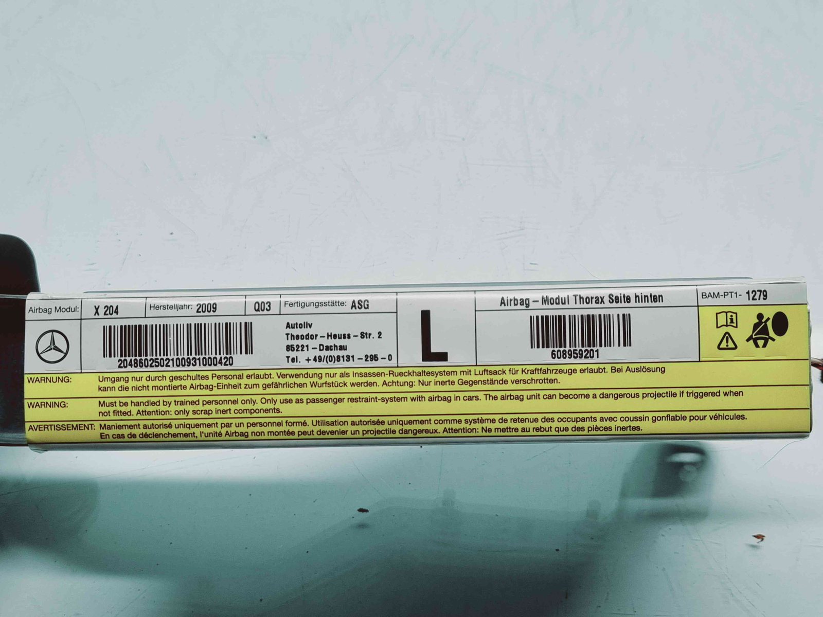 Airbag cortina stanga Mercedes Clasa GLK (X204) [Fabr 2008-prezent] 2048602502 - imagine 3