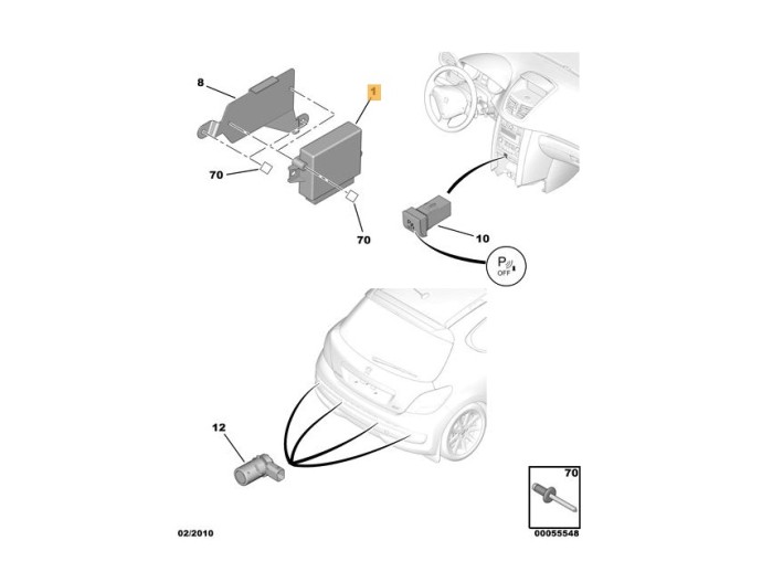 Modul senzori parcare PEUGEOT 207 (WA) [Fabr 2006-2012] 9661496880 1.6 HDI 9HZ 80KW / 109CP
