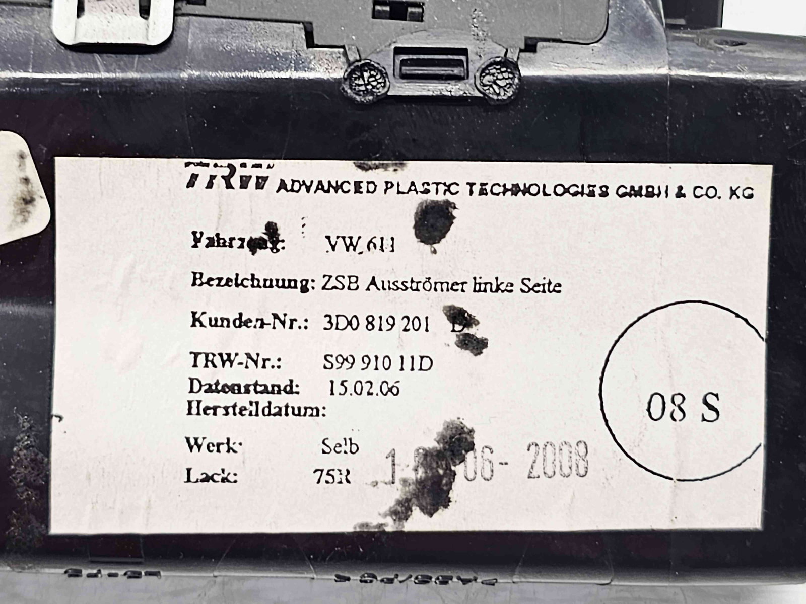 Grila aerisire stanga Volkswagen Phaeton (3D) [Fabr 2002-2016] 3D0819801D - imagine 4