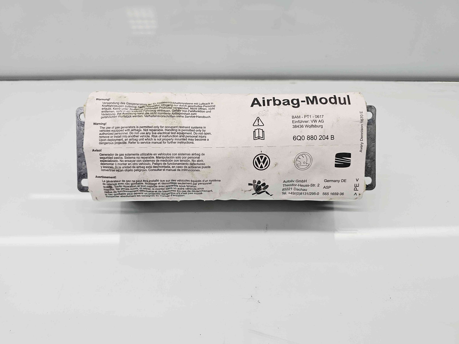 Airbag pasager Skoda Fabia 1 Combi (6Y5) [Fabr 2000-2008] 6Q0880204B - imagine 1