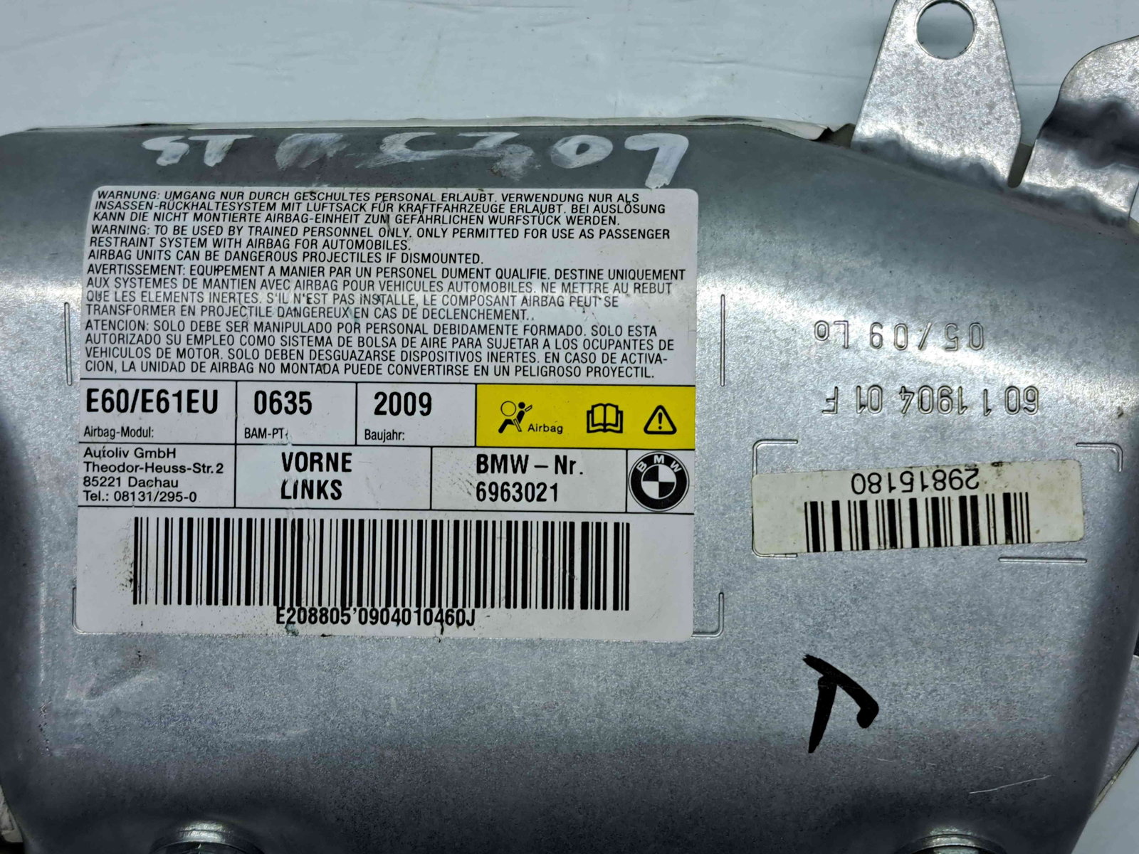 Airbag lateral stanga Bmw 5 (E60) [Fabr 2004-2010] 6963021 - imagine 3