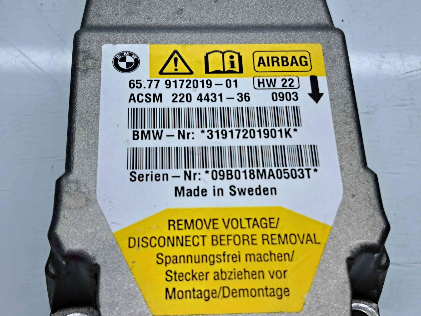 Calculator airbag Bmw 5 (E60) [Fabr 2004-2010] 9172019 2.0 N47D 130KW / 177CP - imagine 3