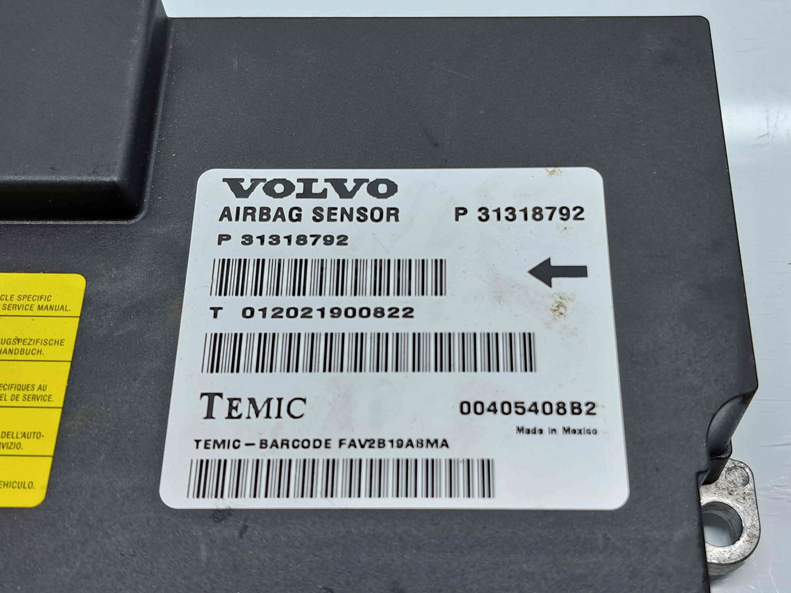 Calculator airbag XC60 [Fabr 2008-2017] 31318792 2.4 D5244T4 136KW / 185CP - imagine 2