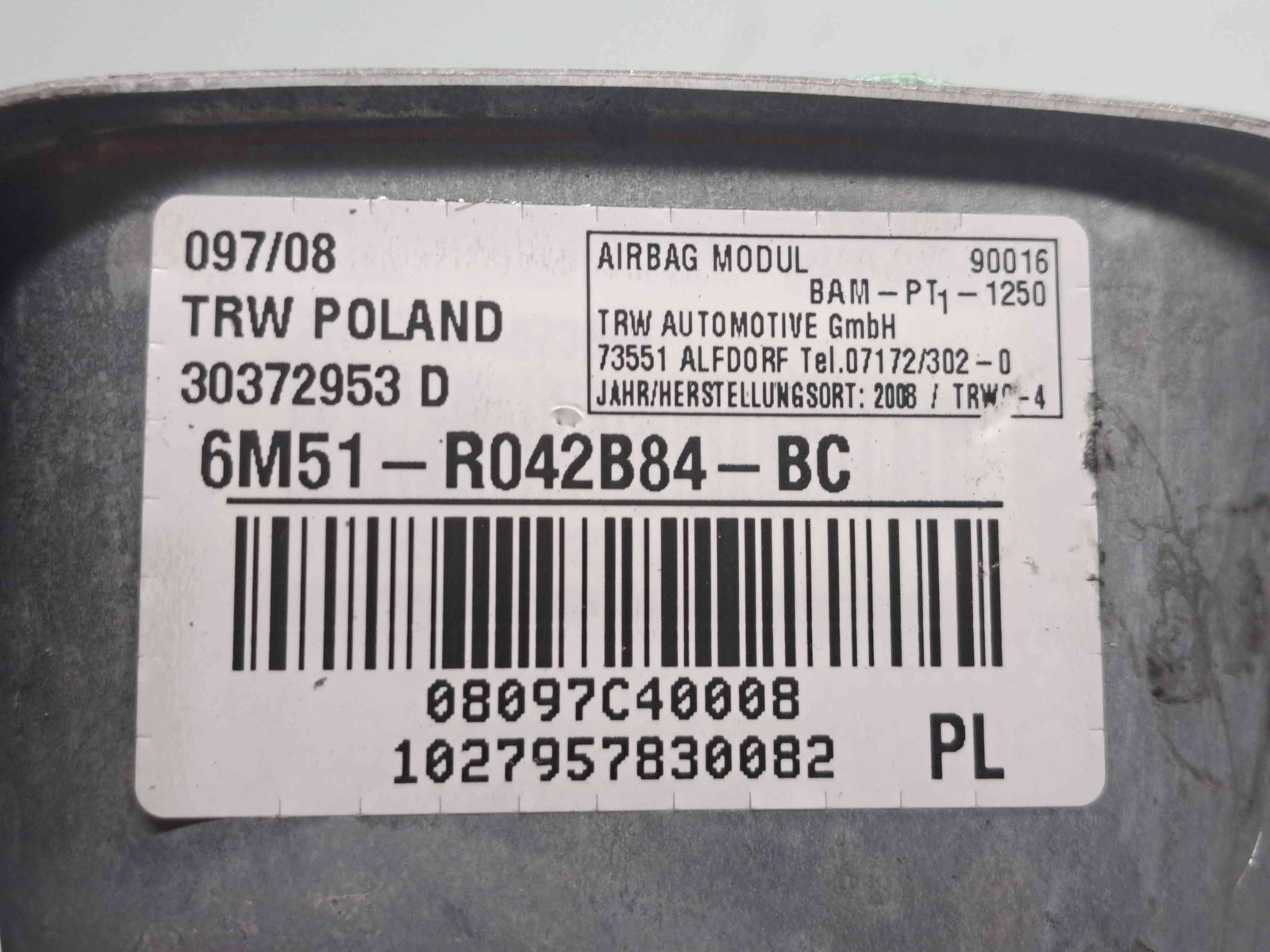 Airbag pasager Ford Kuga I [Fabr 2008-2012] 6M51-R04B84-BC - imagine 4