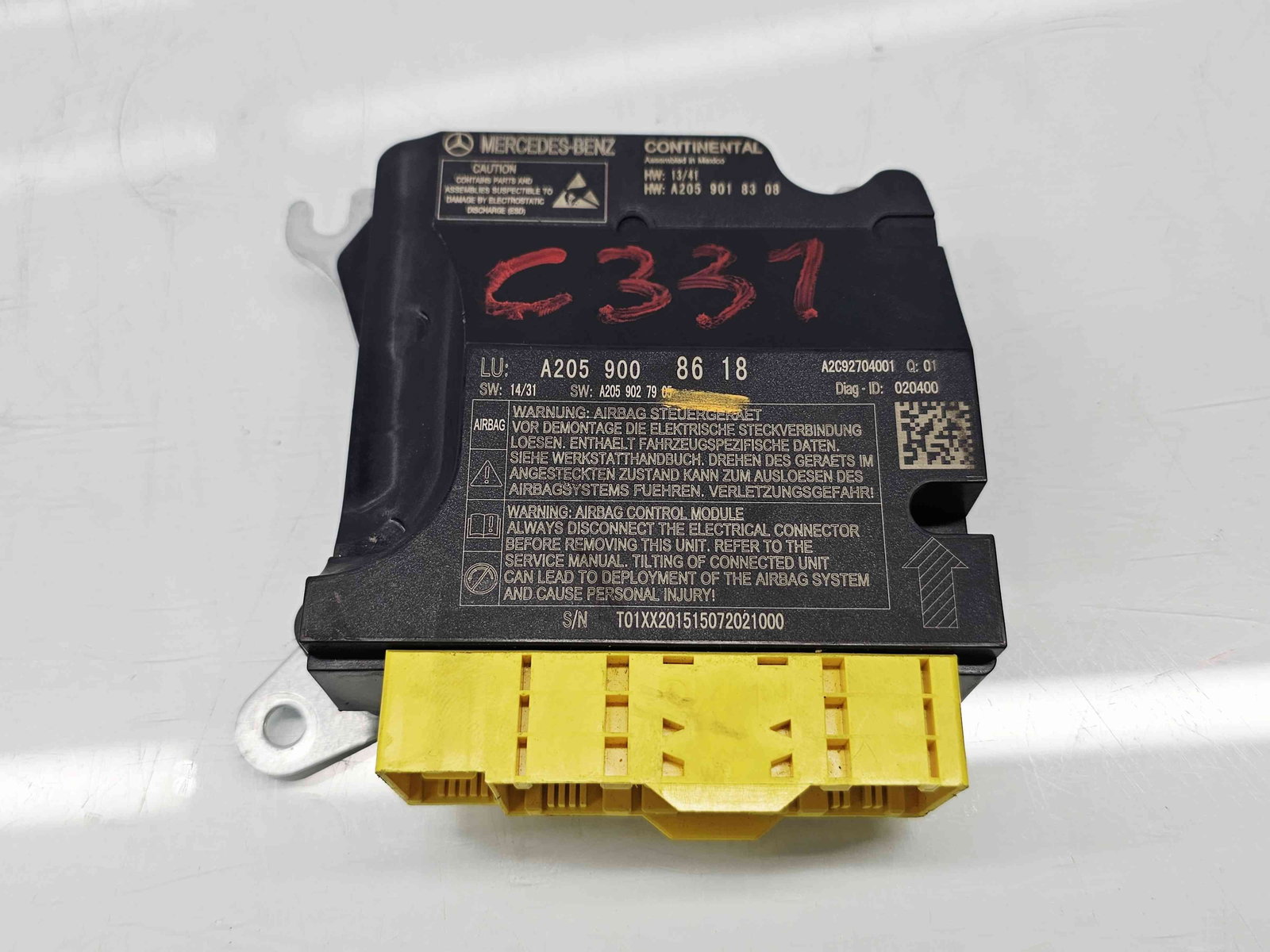 Calculator airbag Mercedes Clasa C (W205) [Fabr 2014-prezent] AQ2059008618 2.0 Hibr 274920 210KW / 286CP - imagine 1