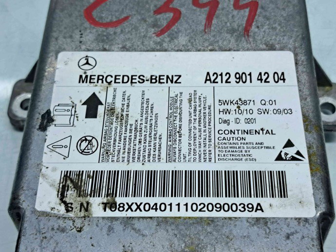 Calculator airbag Mercedes Clasa E (W212) AMG [Fabr 2009-2016] A2129014204 3.0 642852 170KW / 231CP