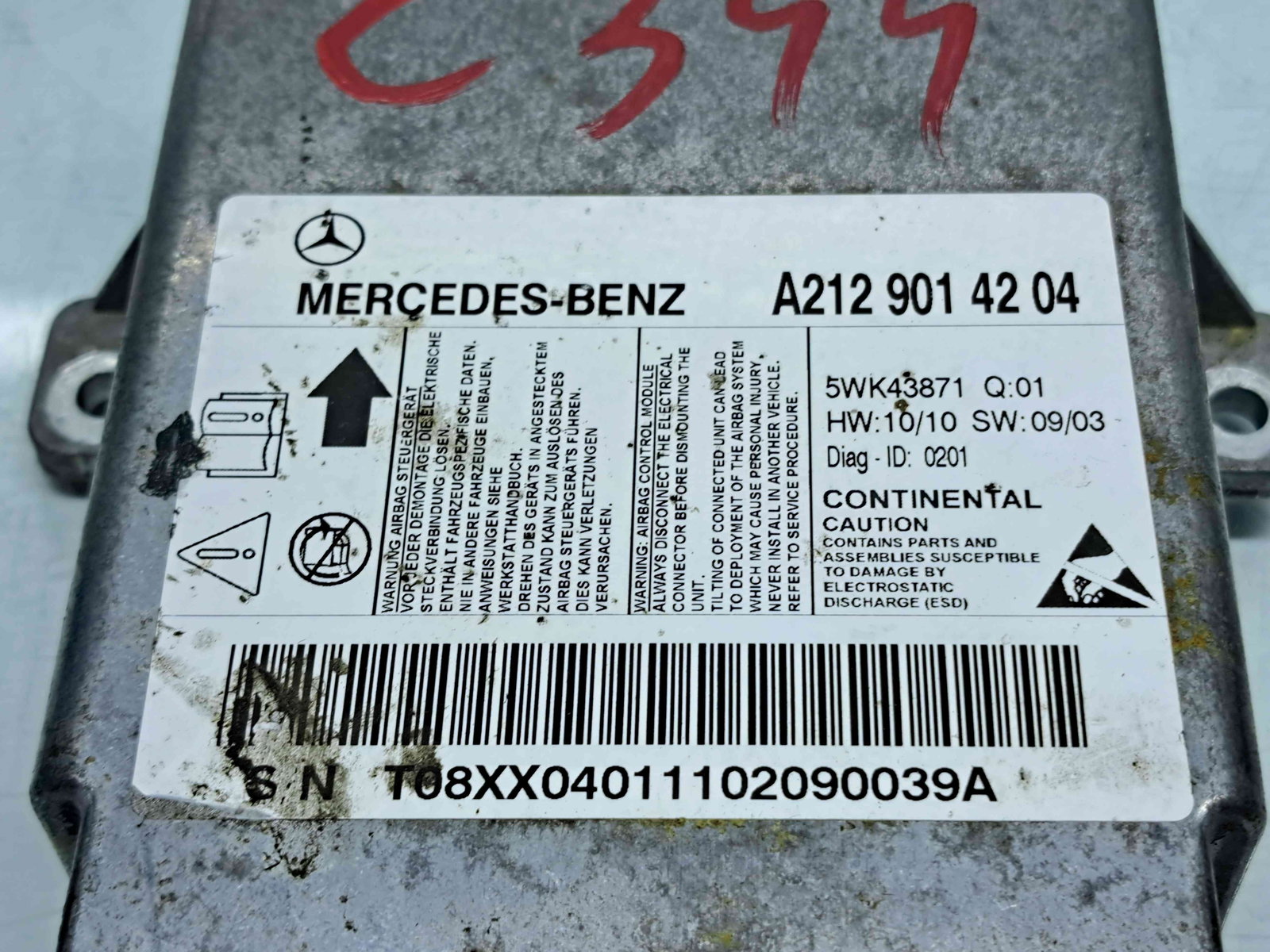 Calculator airbag Mercedes Clasa E (W212) AMG [Fabr 2009-2016] A2129014204 3.0 642852 170KW / 231CP - imagine 3