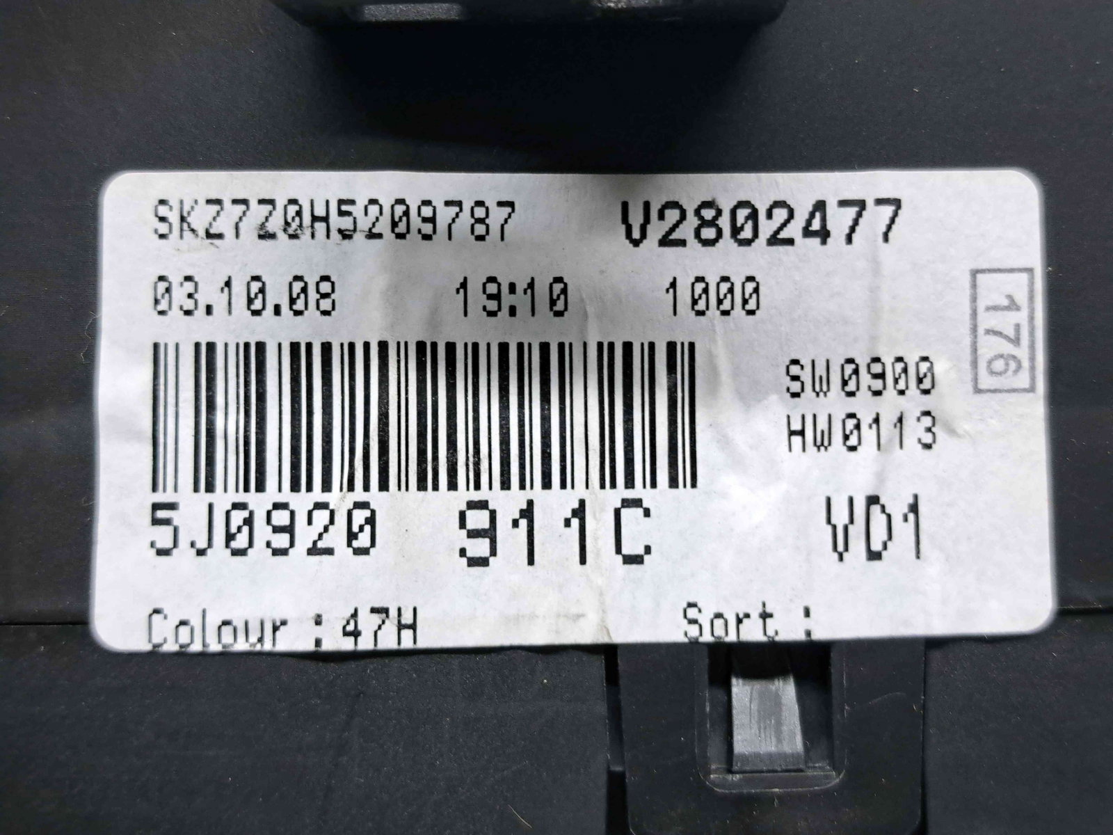 Ceas bord Skoda Fabia 2 (5J, 542) [Fabr 2007-2014] 5J0920911C - imagine 4