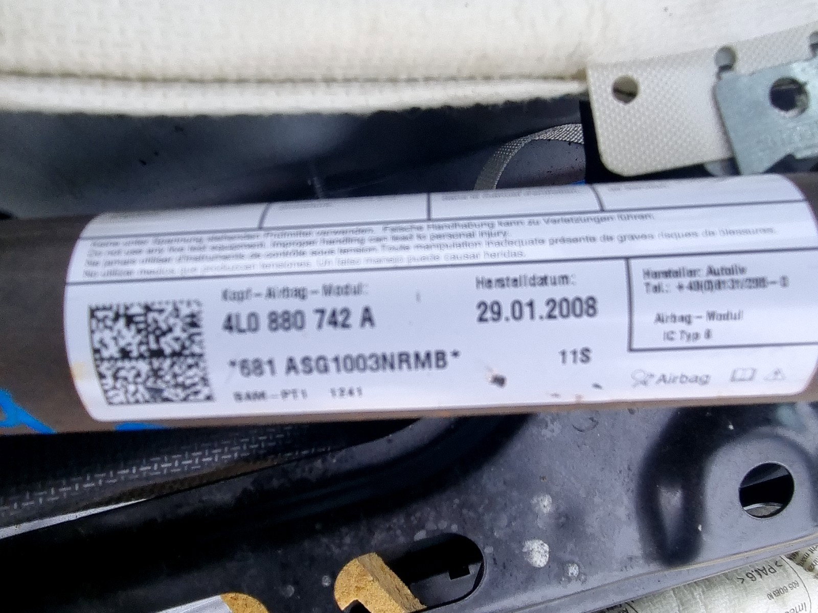 Airbag cortina dreapta AUDI Q7 (4LB) [Fabr 2006-2014] 4L0880742A 3.0 TDI CASA 176KW / 240CP