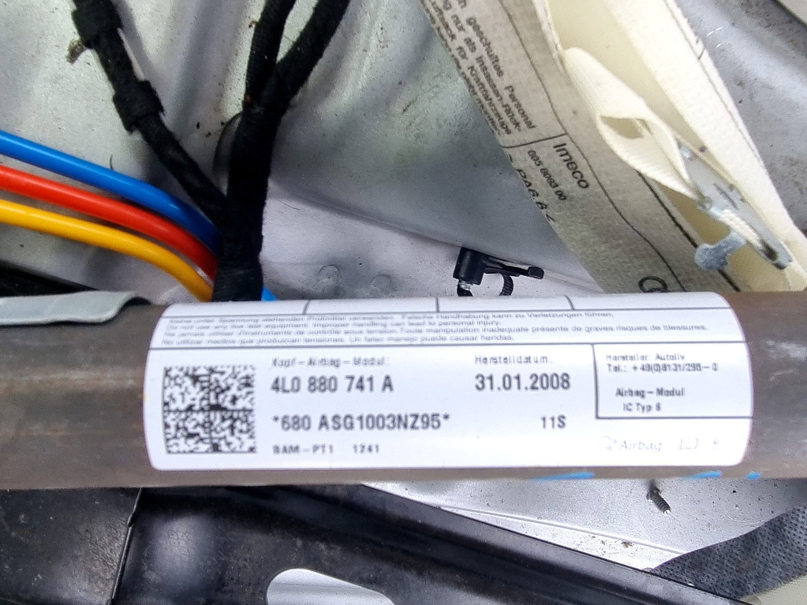 Airbag cortina stanga AUDI Q7 (4LB) [Fabr 2006-2014] 4L0880741A 3.0 TDI CASA 176KW / 240CP