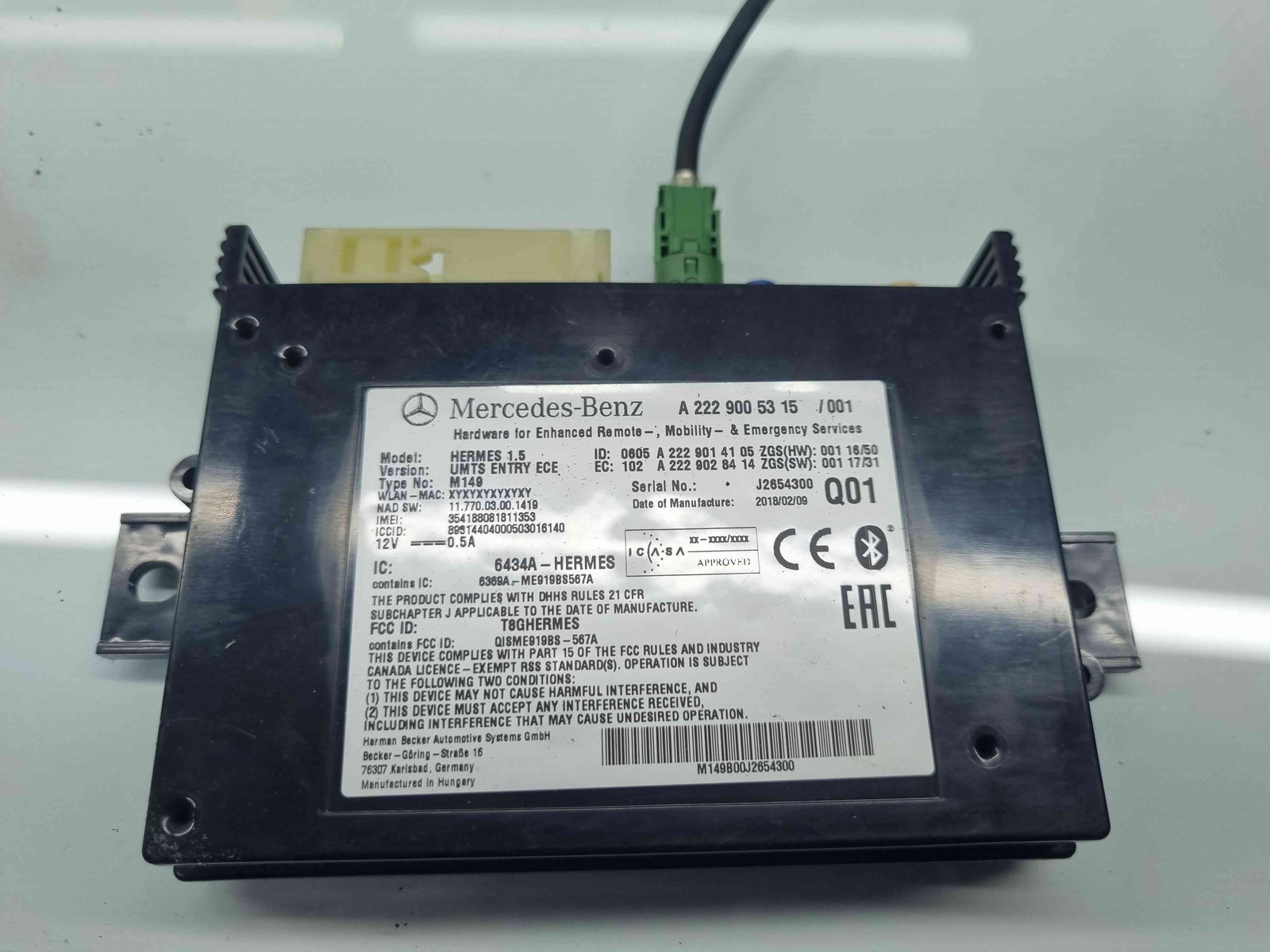 Modul bluetooth Mercedes Clasa C Combi (W205) [Fabr 2015-prezent] A2229005315 - imagine 1