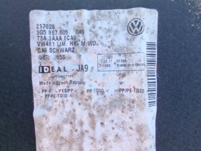 Ornament capota portbagaj Volkswagen Passat B8 (3G2) [Fabr 2015-prezent] 3G5867605 1.6 TDI DCXA 88KW / 120CP