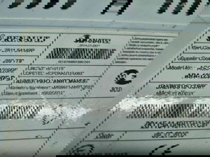  Radio CD Renault Clio 4 (B98) Hatchback [Fabr 2012-2020] 281154149R